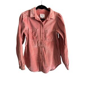 American Eagle Women's Pink/ Peach Color Corduroy Button Down Shirt SZ XS